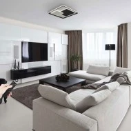 Μοντέρνο φωτιστικό οροφής LED 112W ZARAGOZA μαύρο χρώμα CCT με δυνατότητα επιλογής φωτισμού και DIMMABLE με ασύρματο CONTROLLER
