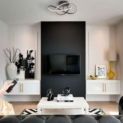 Μοντέρνο φωτιστικό LED VALENCIA 80W 8000L μαύρο χρώμα από αλουμίνιο ντιμαριζόμενο με ασύρματο controller