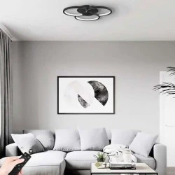 Επίτοιχο φωτιστικό LED OVIEDO BLACK 42W Φ40 x 7cm με δυνατότητα επιλογής φωτός και ασύρματο CONTROLLER