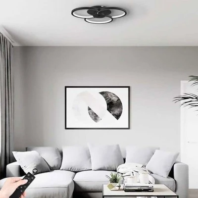 Επίτοιχο φωτιστικό LED OVIEDO BLACK 42W Φ40 x 7cm με δυνατότητα επιλογής φωτός και ασύρματο CONTROLLER