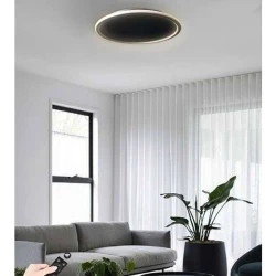 φωτιστικό οροφής LED TARRAGONA BLACK με δυνατότητα επιλογής φωτός 76W 7600L Φ50x 5cm