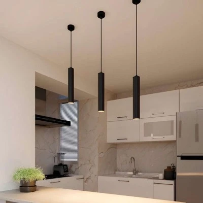 Μοντέρνο κρεμαστό φωτιστικό μονόφωτο LED 5W με δυνατότητα ρύθμισης φωτός CCT μαύρο χρώμα