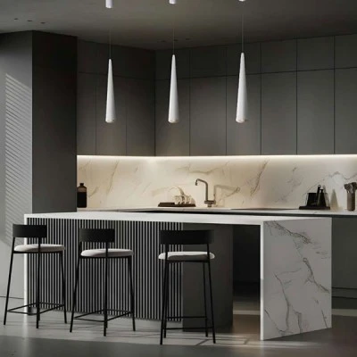 Μοντέρνο κρεμαστό φωτιστικό μονόφωτο LED 5W 550L λευκό χρώμα από αλουμίνιο 