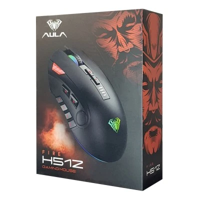 Ενσύρματο gaming ποντίκι AULA Fire H512 5000DPI 12 πλήκτρα RGB μαύρο
