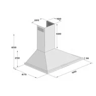 Απορροφητήρας καμινάδα inox B02-172-00-00 60cm με 1 μοτέρ ενισχυμένο και απορρόφηση 650m³/h
