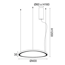 Κρεμαστό LED φωτιστικό HARMONY 36W θερμό φως 3000k 2700lm μαύρο αλουμίνιο D42xH120cm IP20