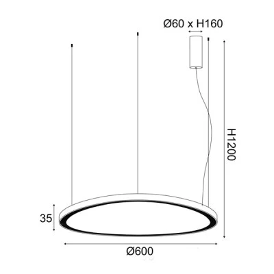 Φωτιστικό LED κρεμαστό HARMONY 54W θερμό φως 3000k 4000lm μαύρο αλουμίνιο D60xH120cm IP20 Φωτιστικό LED κρεμαστό HARMONY 54W θερμό φως 3000k 4000lm μαύρο αλουμίνιο D60xH120cm IP20