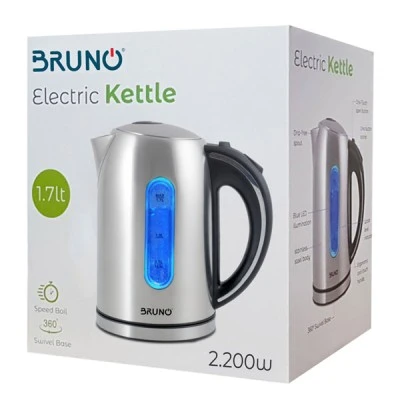 Ηλεκτρικός βραστήρας BRUNO BRN-0028 2200W 1.7lt βάση 360° LED με βάση με χώρο αποθήκευσης καλωδίου