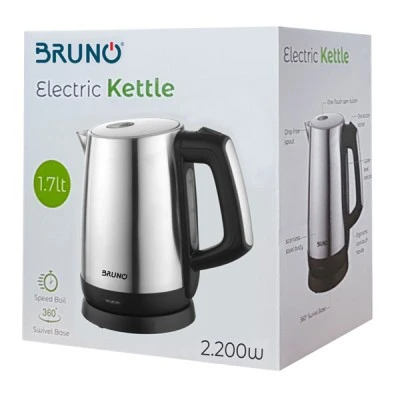 Ηλεκτρικός βραστήρας BRUNO BRN-0030 2200W 1.7lt με ένδειξη στάθμης νερού & εργονομική λαβή