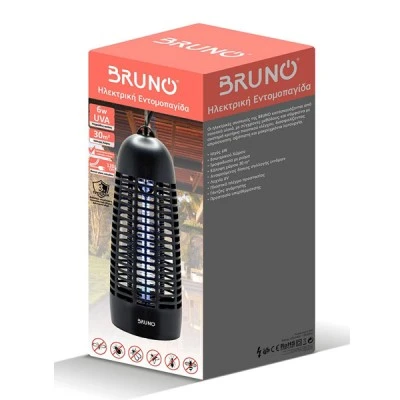 Ηλεκτρική εντομοπαγίδα BRUNO με UV λυχνία 6W  με κάλυψη χώρου 30-40m² σε μαύρο χρώμα 