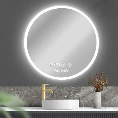 Καθρέφτης μπάνιου LED BRUNO στρόγγυλος  24W  Φ70cm  με ένδειξη ώρας & θερμοκρασίας στεγανό IP67 