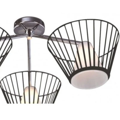 Φωτιστικό metal white glass τρίφωτο οροφής μαύρο με λευκό γυαλί για 3 λάμπες οικονομίας G9