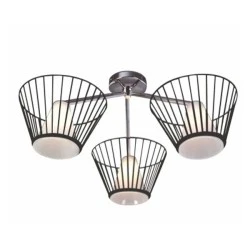 Φωτιστικό metal white glass τρίφωτο οροφής μαύρο με λευκό γυαλί για 3 λάμπες οικονομίας G9