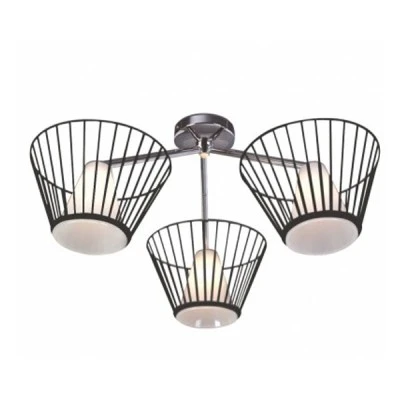Φωτιστικό metal white glass τρίφωτο οροφής μαύρο με λευκό γυαλί για 3 λάμπες οικονομίας G9