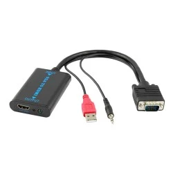 Αντάπτορας POWERTECH CAB-H070 VGA/USB/3.5mm σε HDMI 1080p 0.2m