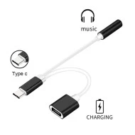 Αντάπτορας POWERTECH CAB-UC030 USB-C σε USB-C & 3.5mm θηλυκό