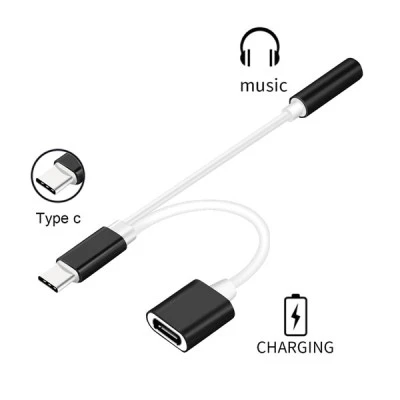 Αντάπτορας POWERTECH CAB-UC030 USB-C σε USB-C & 3.5mm θηλυκό