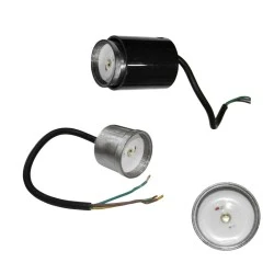 Φωτιστικό σποτ - ψείρα inox διαδρόμου χωνευτό 1W 230V 90° θερμό φως στεγανό IP54 με 1led