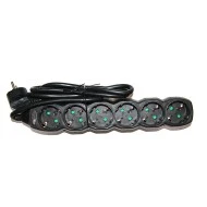 Πολύπριζο 6 θέσεων σούκο 3x1.5mm² μαύρο χρώμα με καλώδιο 1.5m