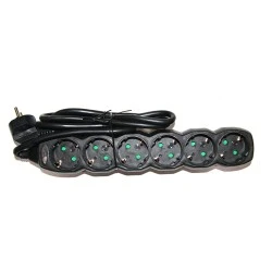 Πολύπριζο 6 θέσεων σούκο 3x1.5mm² μαύρο χρώμα με καλώδιο 1.5m