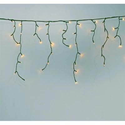 200 mini led λαμπάκια γιρλάντα με πρόγραμμα και σταθερά πράσινο καλώδιο θερμό λευκό φως IP44