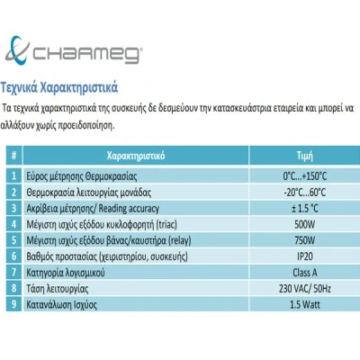 Θερμοστάτης - ελεγκτής υδροθερμικών τζακιών Charmeg Vario S-Max με αισθητήριο