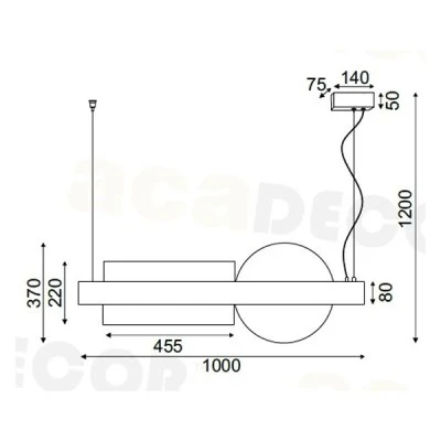 Κρεμαστό φωτιστικό LED 20W θερμό φως 3000k 2150Lm μαύρο μεταλλικό και ακρυλικό