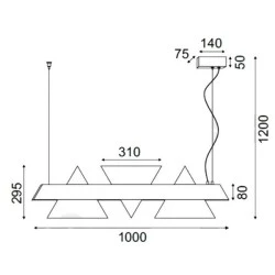 Κρεμαστό φωτιστικό LED 18W θερμό φως 3000k 1960Lm μαύρο μεταλλικό και ακρυλικό 7,5x100xH120cm