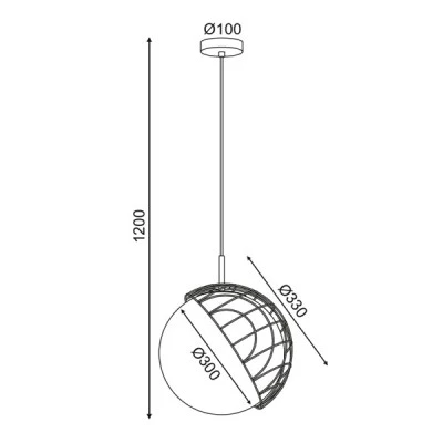 Κρεμαστό διακοσμητικό φωτιστικό 1ΧΕ27 D33xh120cm Rattan γυάλινο σε λευκό χρώμα