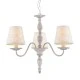 Κρεμαστό φωτιστικό τρίφωτο με antique effect και υφασμάτινο ανάγλυφο κρεμ αμπαζούρ για λάμπες Ε14