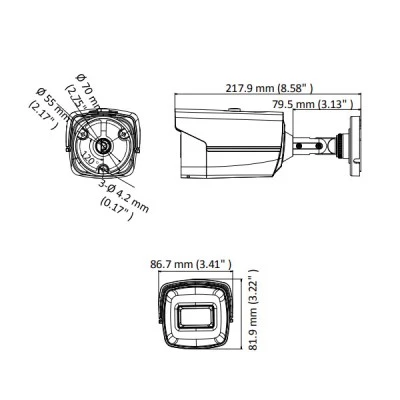 Αναλογική κάμερα Bullet HD DS-2CE16U7T-IT3F 3.6mm 4in1 με υπέρυθρο φωτισμό Smart IR ως 60m