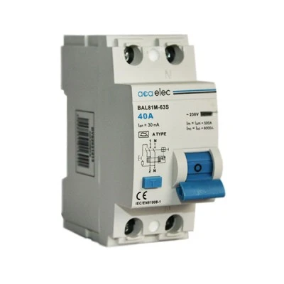 Ρελέ διαρροής RCCB διπολικό 230V 2x63A 30mA 2M A-Type