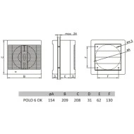 Εξαεριστήρας τζαμιού Dospel Polo 6 OK Φ150 με κορδόνι 007-0313 ροή αέρα 200 m³/h 25W σε λευκό χρώμα