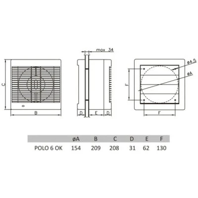 Εξαεριστήρας τζαμιού Dospel Polo 6 OK Φ150 με κορδόνι 007-0313 ροή αέρα 200 m³/h 25W σε λευκό χρώμα Εξαεριστήρας τζαμιού Dospel Polo 6 OK Φ150 με κορδόνι 007-0313 ροή αέρα 200 m³/h 25W σε λευκό χρώμα