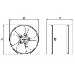 Βιομηχανικός εξαεριστήρας αγωγού AIROXY aRw Φ210mm μεταλλικός με ροή αέρα 400m³/h 40W κατάλληλος για επαγγελματικούς χώρους