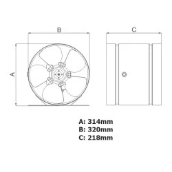 Εξαεριστήρας αγωγού υψηλής απόδοσης AIROXY aRw 110W Φ315mm με ροή αέρα 1350m³/h μεταλλικός 