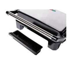 Τοστιέρα-γκριλιέρα 850W μαύρο–Inox HY-203 2 θέσεων με αντικολλητικές ριγωτές πλάκες και λυχνία ένδειξης λειτουργίας