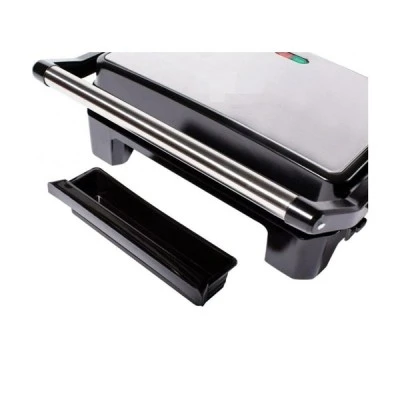 Τοστιέρα-γκριλιέρα 850W μαύρο–Inox HY-203 2 θέσεων με αντικολλητικές ριγωτές πλάκες και λυχνία ένδειξης λειτουργίας