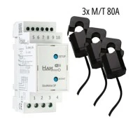 WiFi τριφασικός μετρητής & αναλυτής ενέργειας HAM DinMeter3P με 3x μετασχηματιστές 80A/80mA