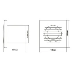 Εξαεριστήρας μπάνιου EUROPLAST E100G χρυσό Φ100 19W 100m3/h 230V επίτοιχης τοποθέτησης