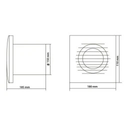 Εξαεριστήρας μπάνιου EUROPLAST E150 λευκός Φ150 24W 300m3/h 230V επίτοιχης τοποθέτησης
