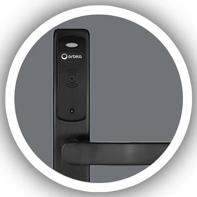 Κλειδαριά RFID Orbita E3461P μαύρη με ειδοποίηση χαμηλής μπαταρίας κατάλληλη για πόρτες αλουμινίου