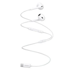 Earphones με μικρόφωνο  CELEBRAT με USB-C σύνδεση Φ14mm & μήκος καλωδίου 1.2m σε λευκό χρώμα 