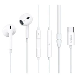 Earphones με μικρόφωνο CELEBRAT με USB-C σύνδεση Φ14mm & μήκος καλωδίου 1.2m σε λευκό χρώμα Earphones με μικρόφωνο CELEBRAT με USB-C σύνδεση Φ14mm & μήκος καλωδίου 1.2m σε λευκό χρώμα