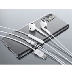 Earphones CELEBRAT με μικρόφωνο USB-C σύνδεση Φ14mm & μήκος καλωδίου 1.2m σε λευκό χρώμα