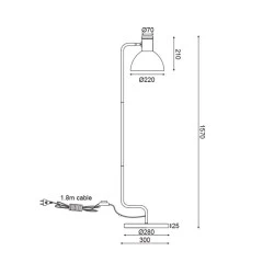Επιδαπέδιο φωτιστικό BLASE 1xΕ27 30x28xh157cm λευκό από μέταλλο και ξύλο