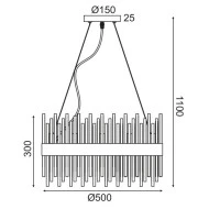 Δωδεκάφωτο κρεμαστό φωτιστικό 12XG9 D50xh110cm μεταλλικό στο χρώμα του ορείχαλκου με κρύσταλλα