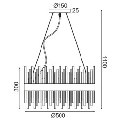 Δωδεκάφωτο κρεμαστό φωτιστικό 12XG9 D50xh110cm μεταλλικό στο χρώμα του ορείχαλκου με κρύσταλλα