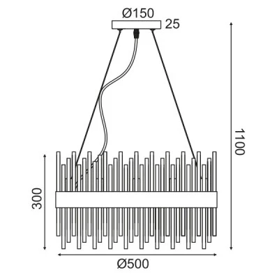 Δωδεκάφωτο κρεμαστό φωτιστικό 12XG9 D50xh110cm μεταλλικό στο χρώμα του ορείχαλκου με κρύσταλλα