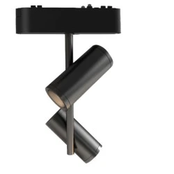 Led spot αλουμινίου 2x8W μαύρα για μαγνητικές μονοφασικές ράγες DC48V 4000k ενδιάμεσο λευκό φως 1700lm